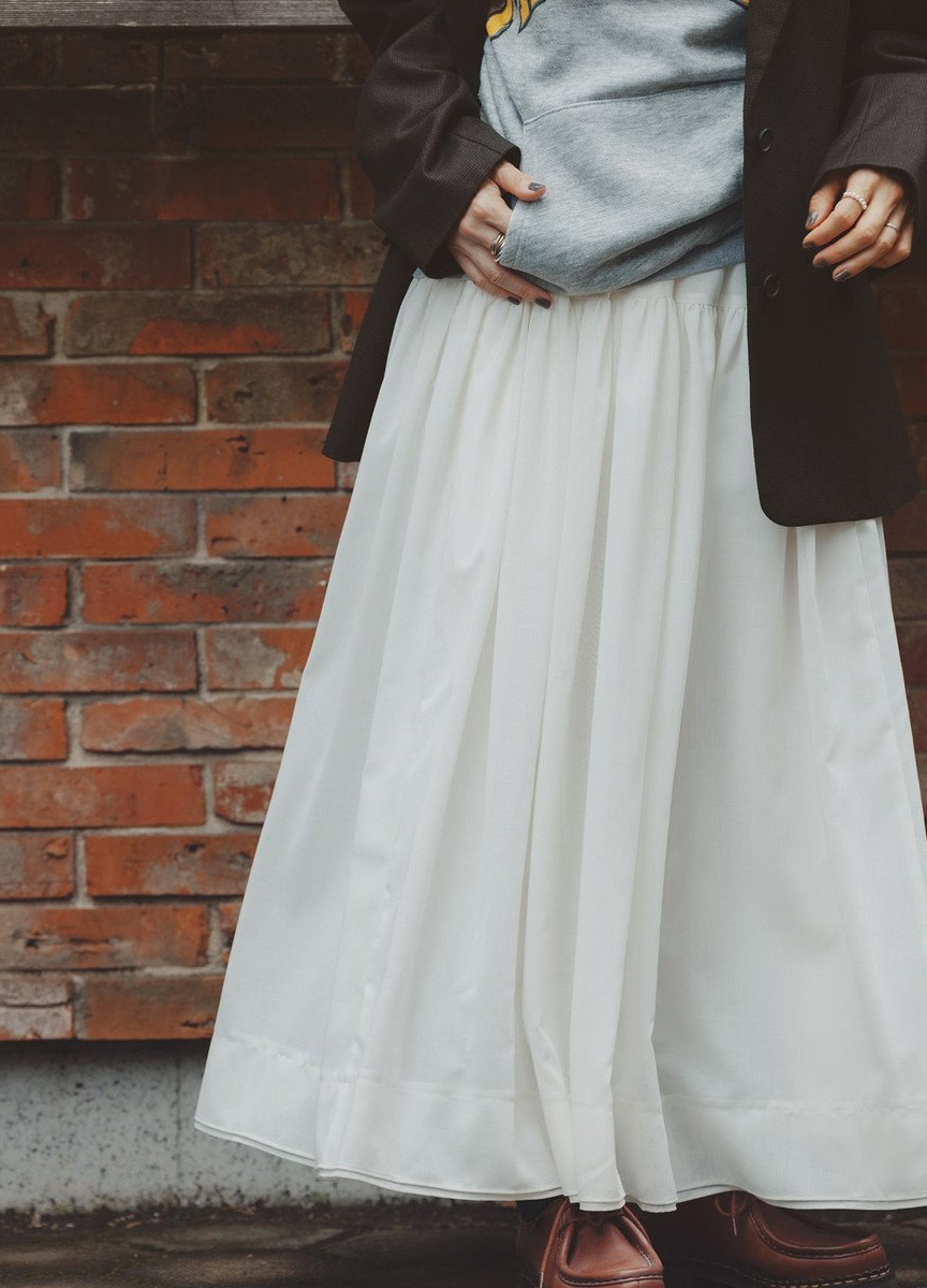 雙層抓褶蛋糕長裙